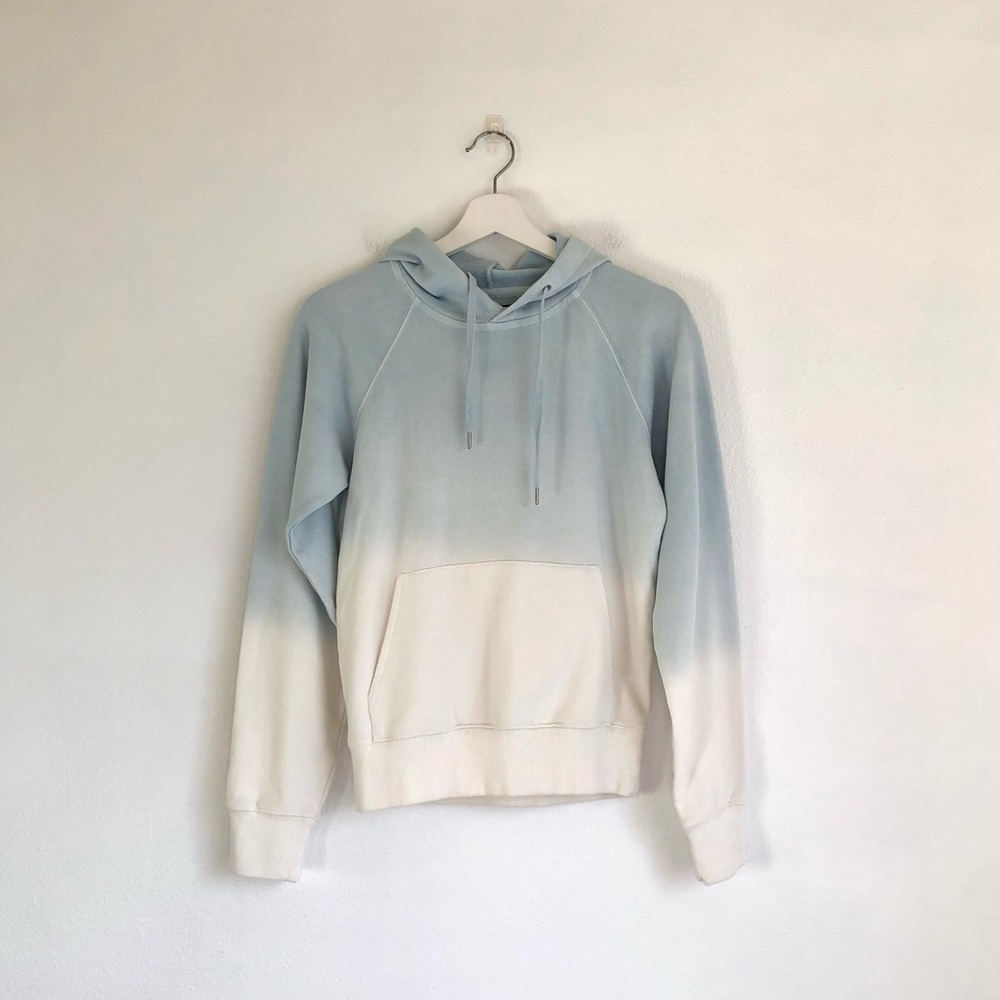 NWT Hudson Skyway Dip Dye Light Blue / White Hoodie Sweatshirt Size XS
